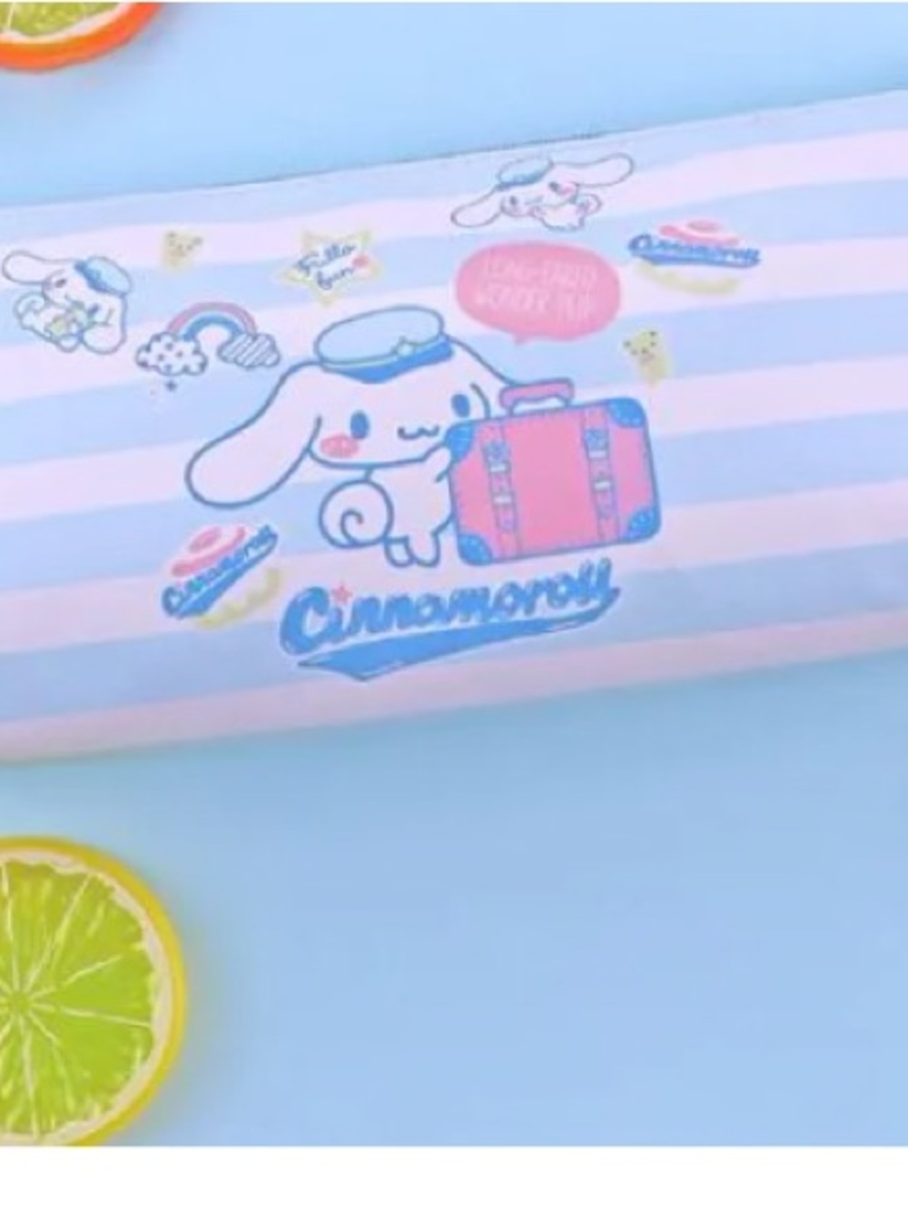Sanrio Cinnamoroll Blue & Pink Striped Pencil Case